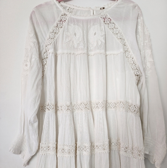 Free People NWT Piece Of Your Heart Floral Embroidered Lace Mini Dress Ivory S - Picture 3 of 8